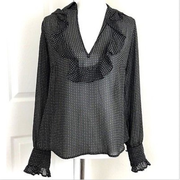LOFT Tops - LOFT Ann Taylor Long Sleeve Sheer Ruffle Blouse